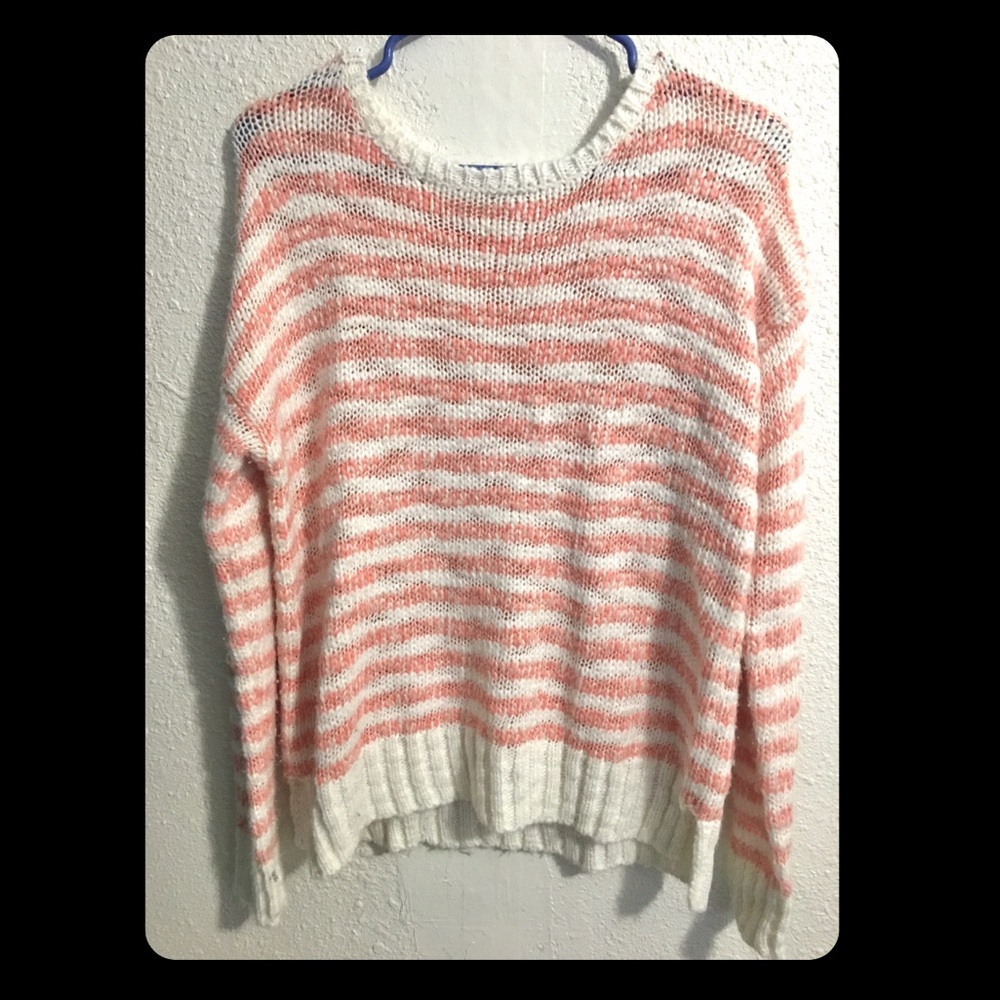 Aeropostale long sleeve, white and pink sweater